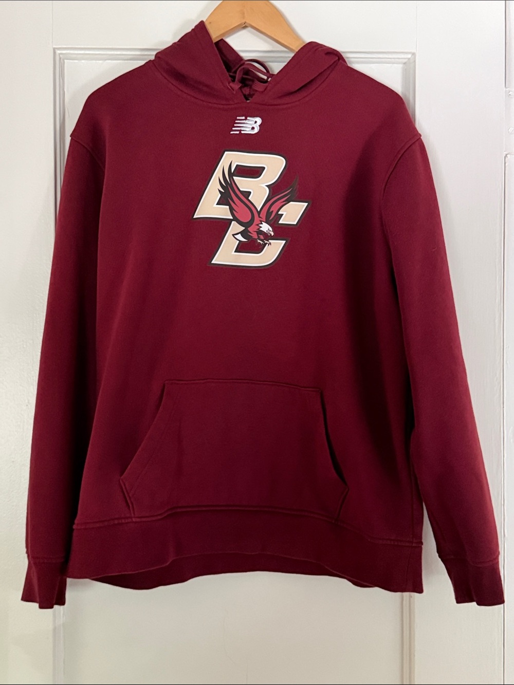 New Balance Boston College Men's Maroon Pullover Hoodie with Boston College Logo